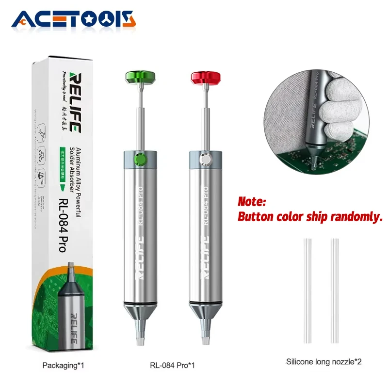 RELIFE RL-084 Pro Aluminum Alloy Desoldering Sucker Automatic Rebound Easy One-handed Operation Spot Welding Repair Tool
