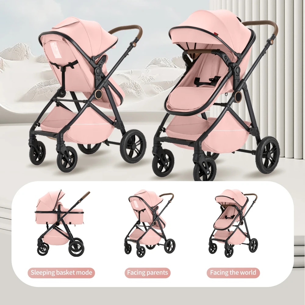 2-in-1 Hochwertiger Reversibler Kinderwagen mit Geschenk-Mamatasche Vielseitiger Säuglingsbuggy für Komfortables Fahrerlebnis – Detail 2