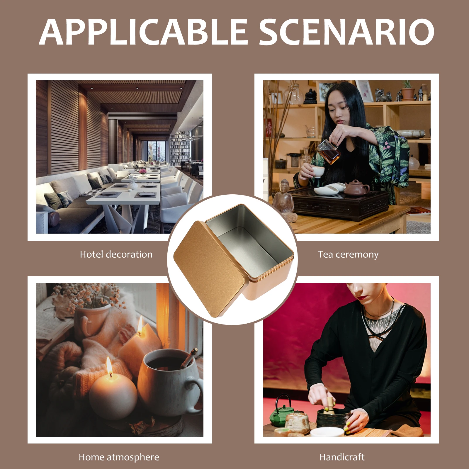 

Tea Leaf Storage Container Rectangular Tinplate Box Empty Candy Kitchen Case Home Organizer 4 Round Edges Smooth Seamless Travel