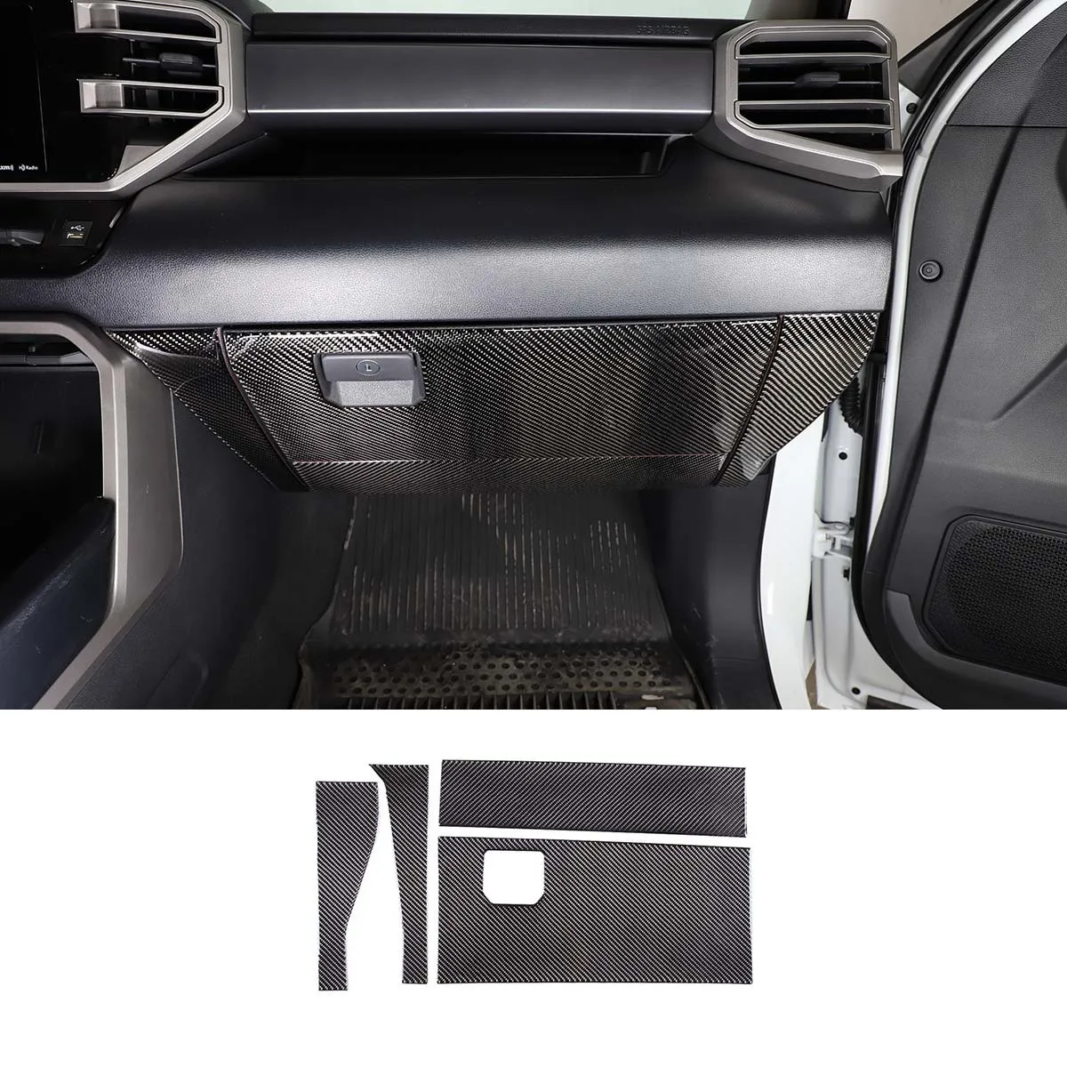 

passenger glove box panel sticker For 22-23 Toyota Tundra real carbon fiber soft car