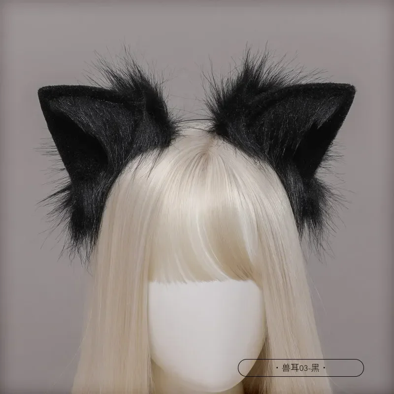 Girls Animal Red Wolf Fox Cat Ears Plush Hair Hoop Lolita Lovely Handmade Party Headdress Anime Cosplay Party Kawaii Accessories