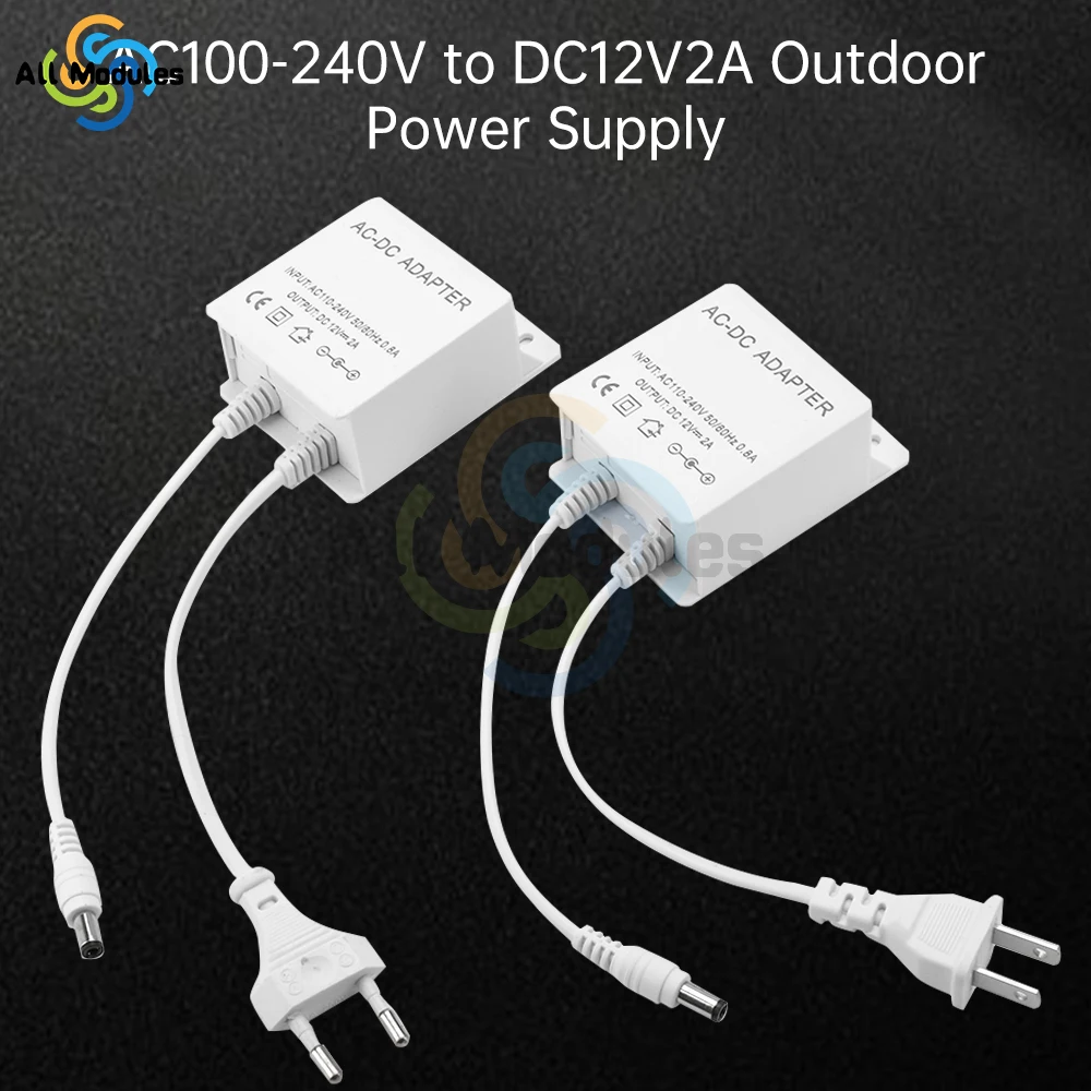 AC100-240V to DC12V2A Outdoor Power LED Strip Light Surveillance Camera Camera Power Adapter