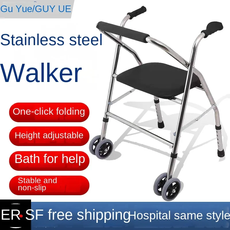 

Steel Rolling Walker with Wheels Supports up to 350 lbs Medical Walker