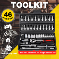 46pcs Car Repair Tool Kit Ratchet Torque Wrench Spanner Screwdriver Socket Set Combo Tools Kit Bicycle Auto Repairing Tools Mech