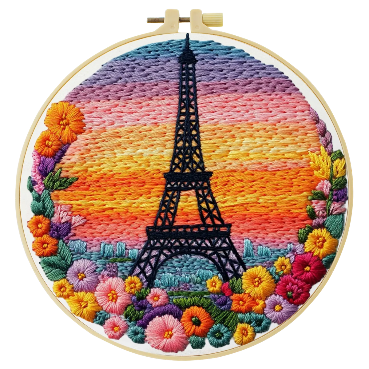 1 Stück 20X20CM/15X15CM 7,87/6,3 Zoll Eiffelturm Stickerei Starter-Kit DIY-Kit DIY-Stickerei-Set Handarbeiten Nadelkunst – Detail 4