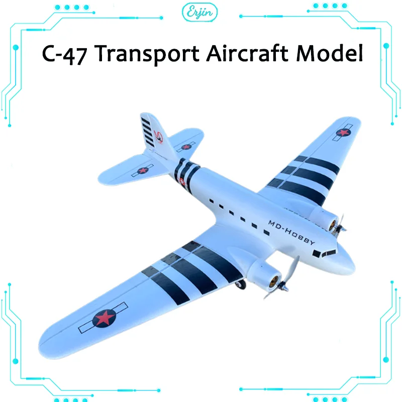 47 Inch 1.2-Meter Remote-Controlled Fixed Wing Model Aircraft C-47 Transport Aircraft Dc3 Passenger Plane Model Aircraft