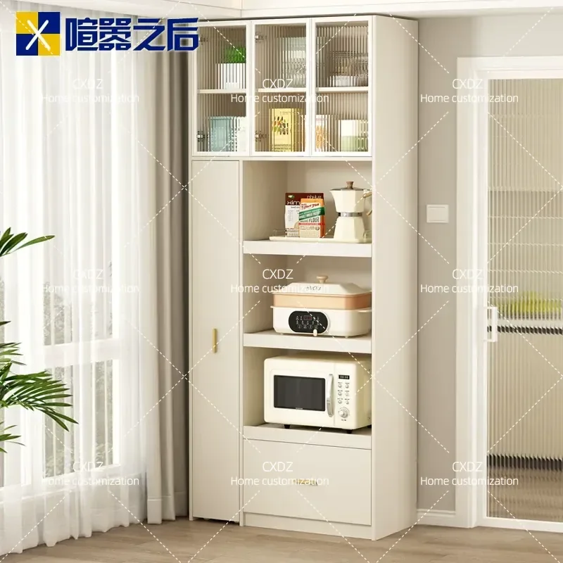 Pull Out Side Cabinet Integrated Against Wall Kitchen Appliance Storage Rack Seamless Gap Filler Locker for Narrow Space