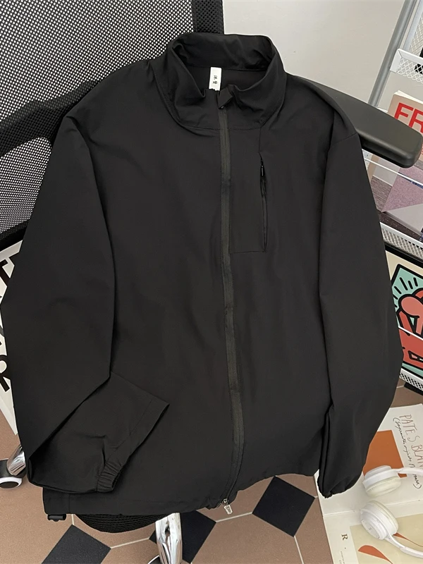 

Lightweight Outdoor Men's Summer Ice Sensation Qui Dry Long Sve Stand Collar UV Protection Jaet Climbing Windbreaker