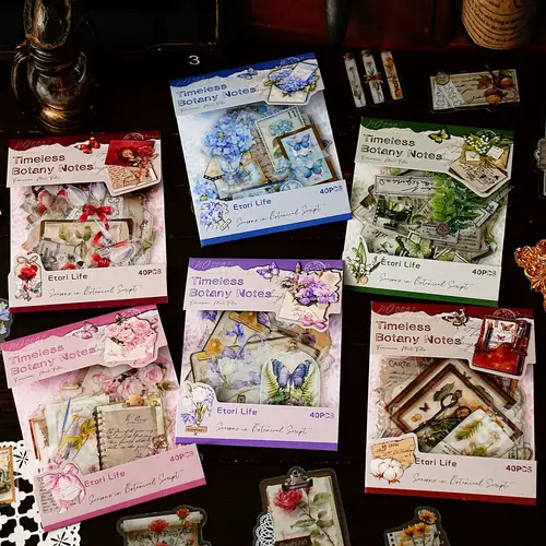 40 uds/1 lote de pegatinas de papelería kawaii para recoger el capítulo ligero, diario basura, álbum de recortes decorativo, pegatina artesanal DIY