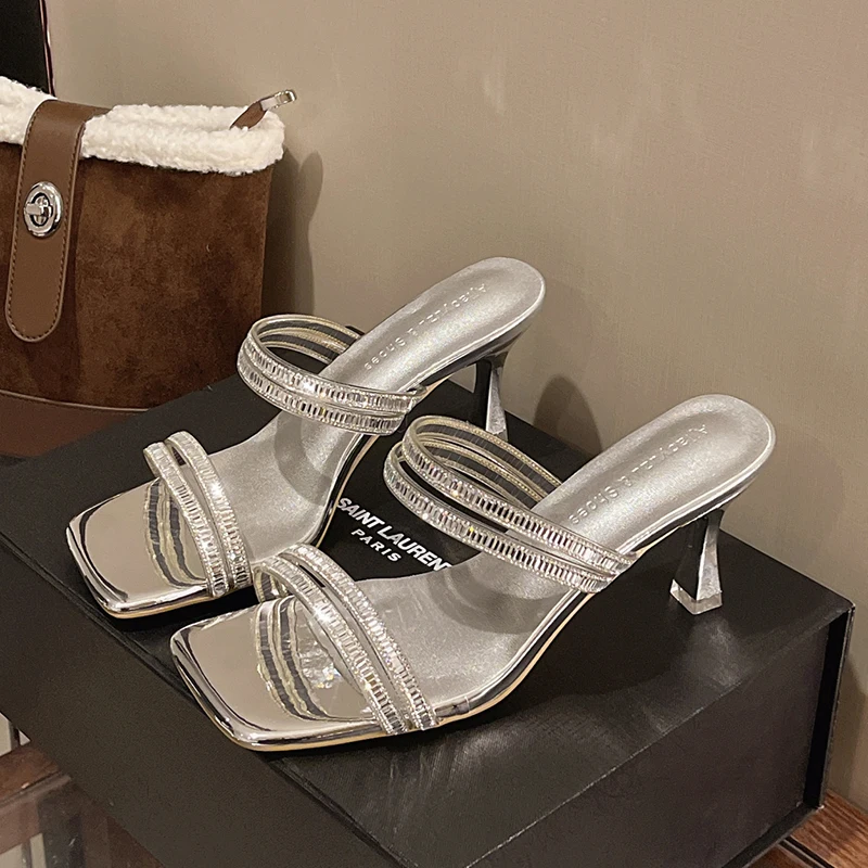 

Women Crystal Slippers High Heels Sandals Luxury Woman Shoes Summer 2026 Fashion Beach Pumps Casual Flip Flops Mujer Sandalias