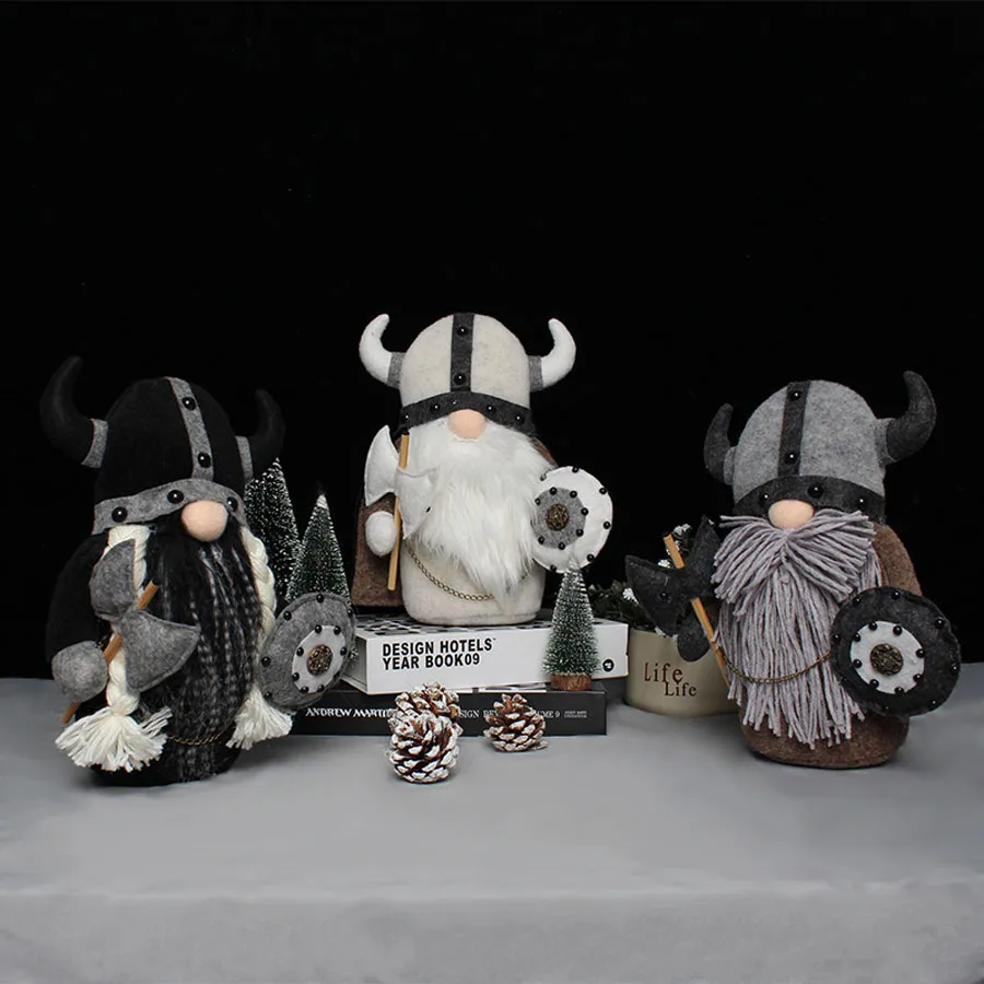 Standing Faceless Gnome Plush Doll, Knight Viking Gladiator Figurine, Home Tabletop Decor Ornament