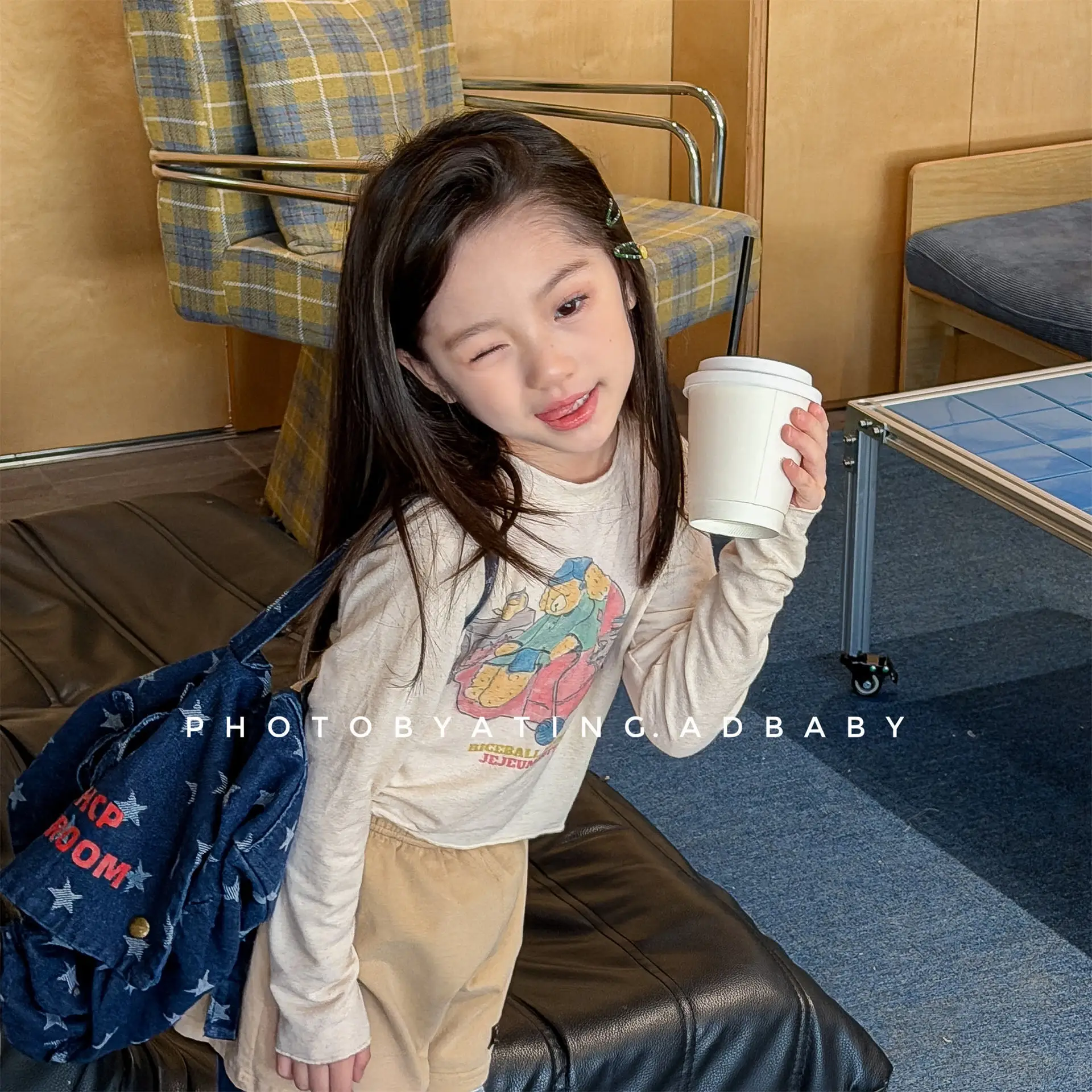 

2026 Spring New Girls Long Sleeve T Shirts Cute Cartoon Print Children Casual Tops Baby Girl Cotton Tee Kids Shirts