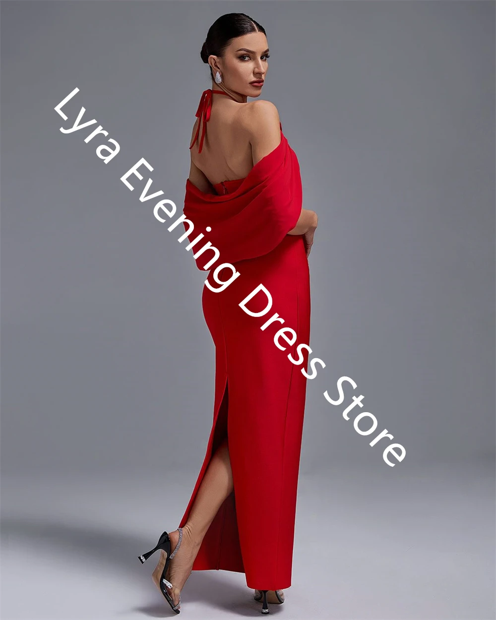 Robe de soirée en Satin rouge, personnalisée, exquise, épaules dénudées, sans manches, robes de célébrité, mode fête de mariée