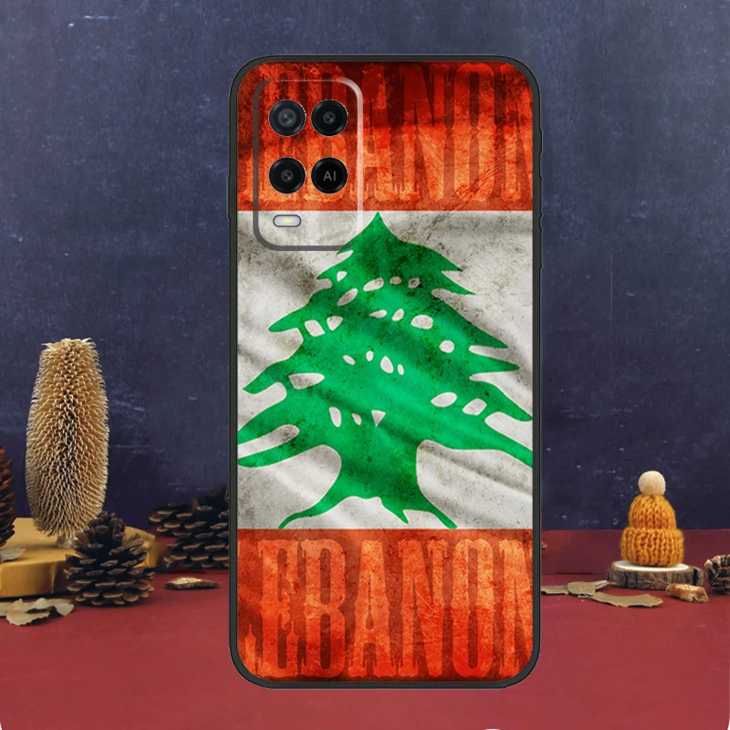 Lebanon Flag Map For OPPO A17 A77 A58 A78 A98 A15 A5 A9 A96 A76 A16 A54 A74 A94 A52 A72 A79 A57S A53S Case