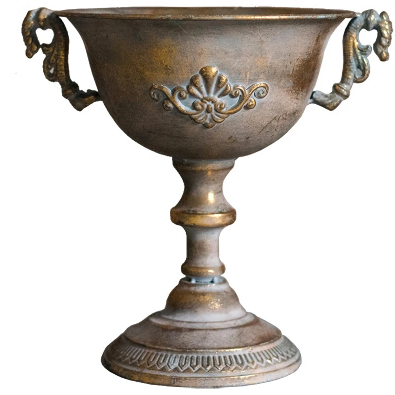 Vase Classical Goblet Flower Device Retro Nostalgic European-Style Iron Arrangement Container  Candlestick Metal American Style