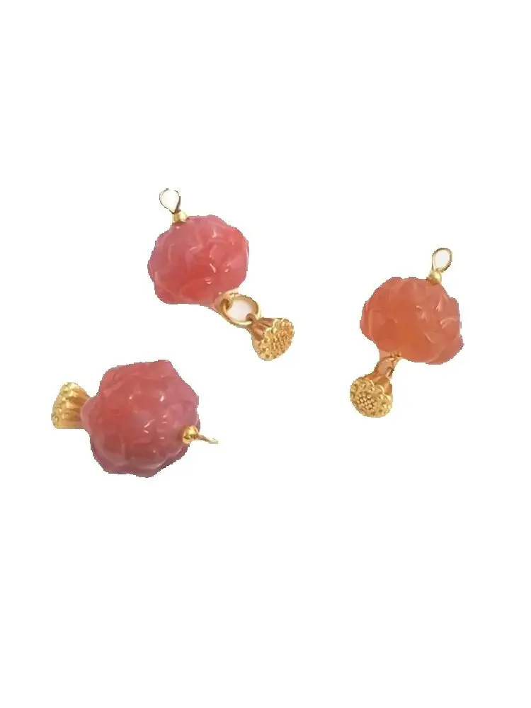 

Natural South red salt source candy agate peach cabbage peach heart lotus pendant diy necklace bracelet ornaments pendant