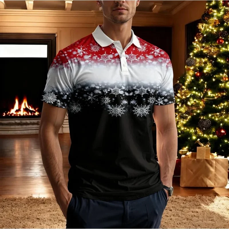New 2026 Christmas Fashion Polo Shirt Unisex 3D Print Holiday Party Casual Daily Men Women Men's Top