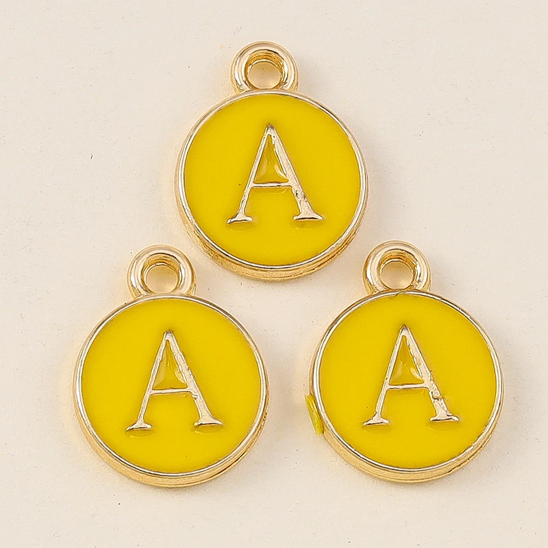 20 Stück 11x14mm Niedliche Gelbe Emaille-Alphabet-Anhänger mit 26 Buchstaben A-Z für Schmuckherstellung, DIY-Halsketten, Ohrringe und Accessoires ﻿ – Detail 3