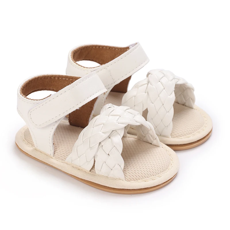 Sweet 0-18M Baby Cute Open toed Bow Summer Sandals White Princess Casual Soft Rubber Sole Non slip Single Shoes Girls' Walking