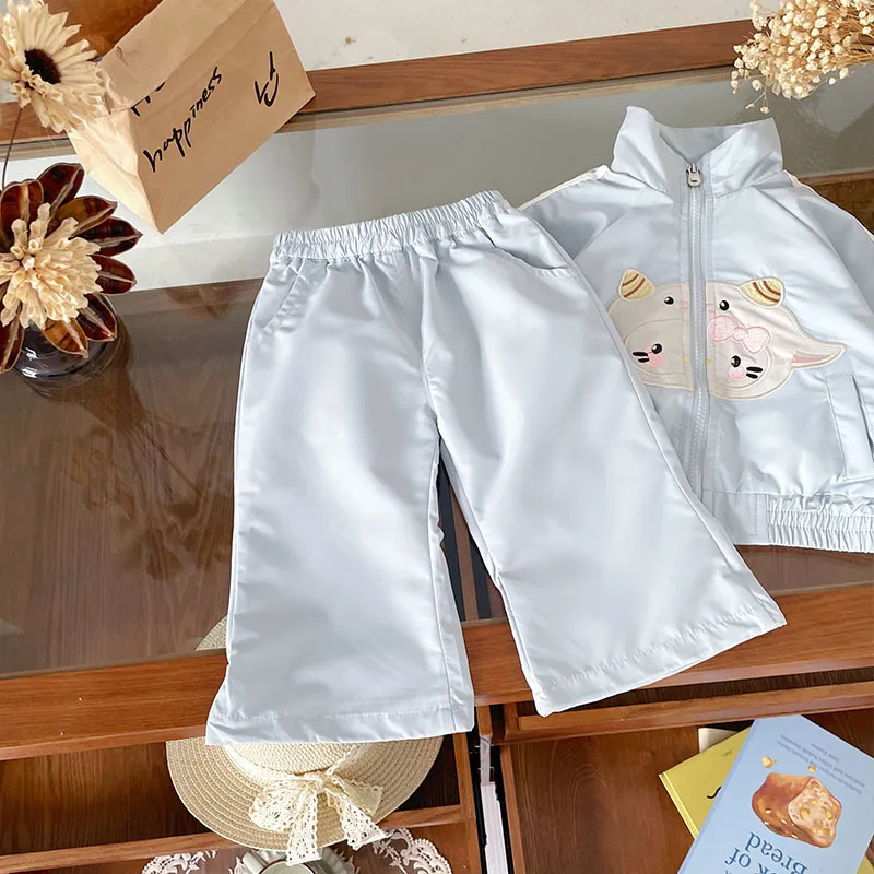 

Spot GoodsQT252121Girls Suit2025Autumn New Cartoon Lamb Casual Sports Loose Suit