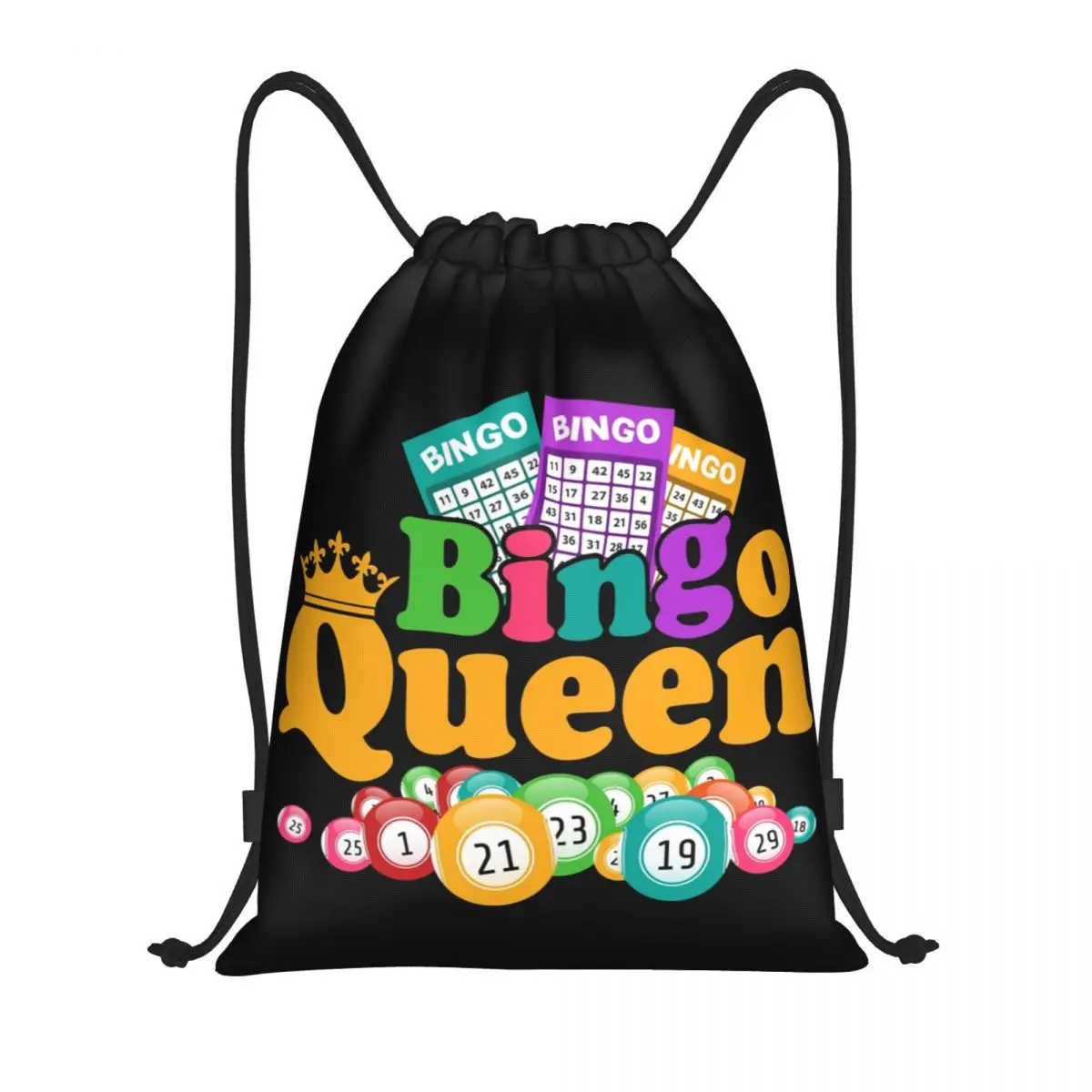 Custom Bingo Queen Game Lover Drawstring Bag for Training Yoga Backpacks Women Men Sports Gym Sackpack