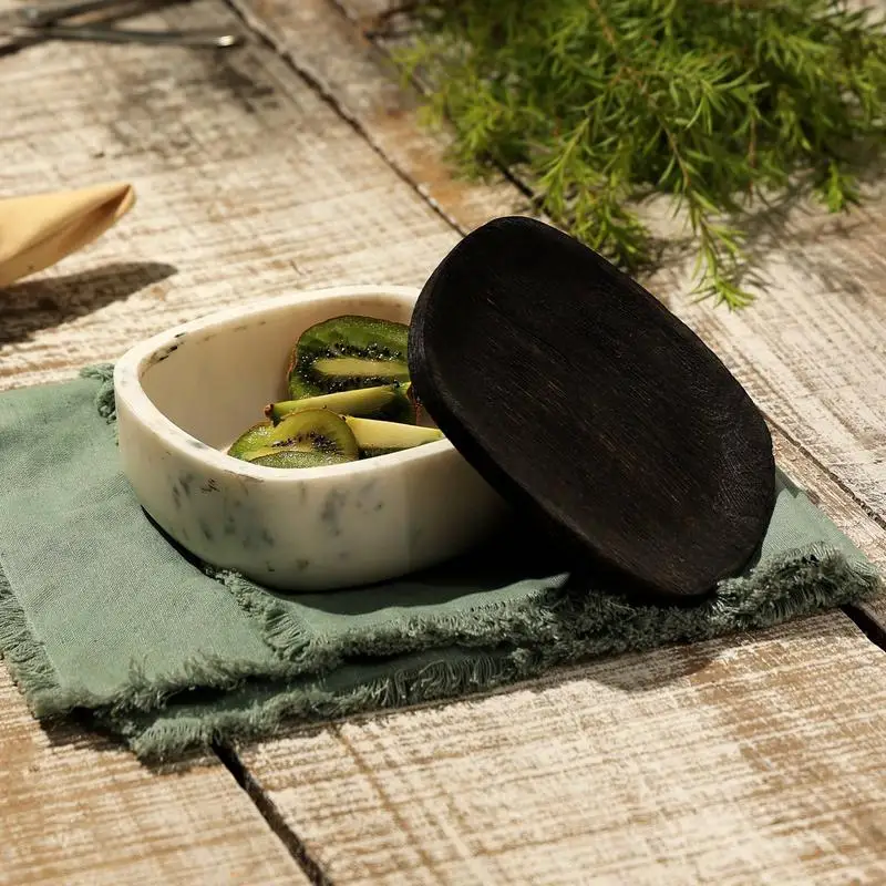 

Marble Kitchen Storage Box, 6x6x2.5 inches, Black & White, Decorative Container for Organizing Kitchen Essentials and Utensils