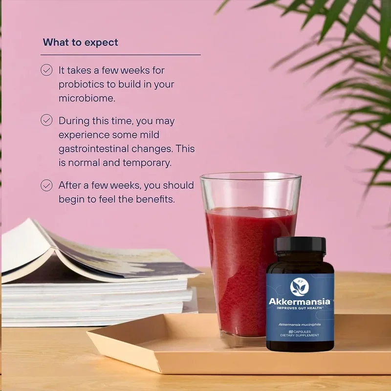 Akkermansia Probiotics Contain Prebiotic Fiber -60 Capsules,100mafu Live Strain,promoting Intestinal for Both Menandwomen