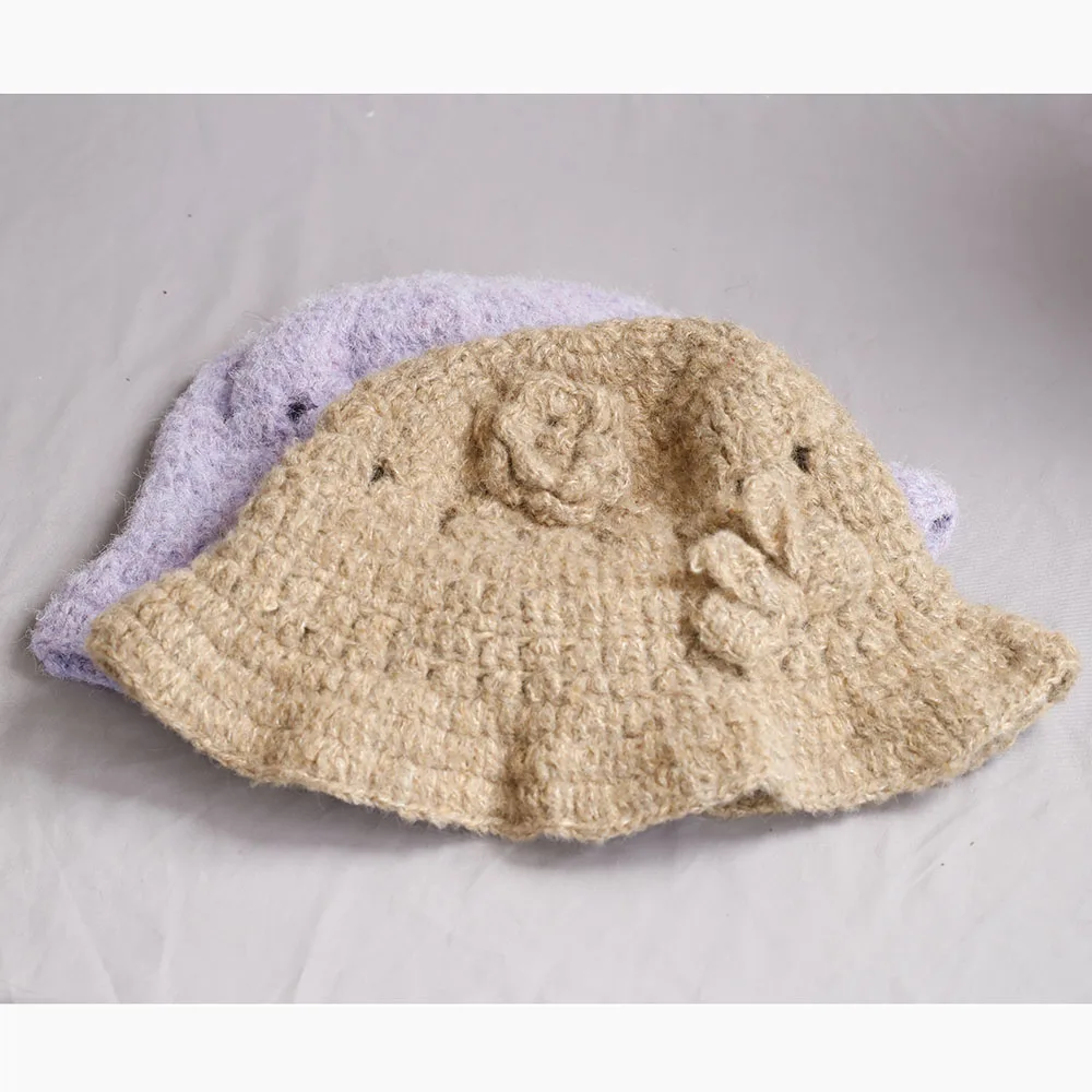 Новинка 2024 года, осенне-зимняя шерстяная панама, женская модная винтажная рыбацкая шляпа, универсальная кепка, фетровая шляпа с цветком, складная шляпа