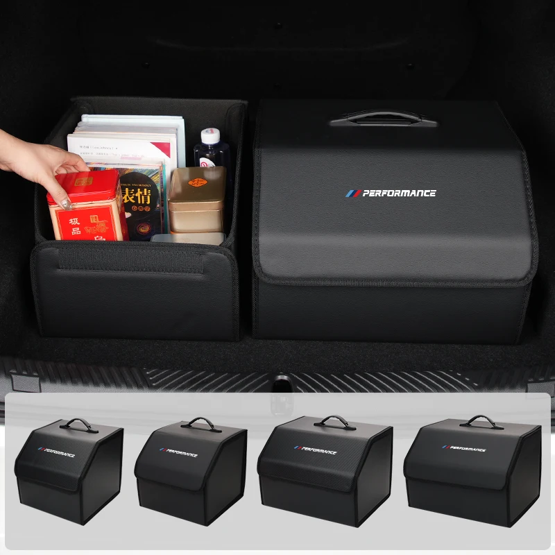 Car Logo Trunk Storage Box Carbon Foldable Tool Organizer Accessories For BMW 1  3  5 Series X1 X4 X5 X7 G20 G38 F20 F39 F48 E46