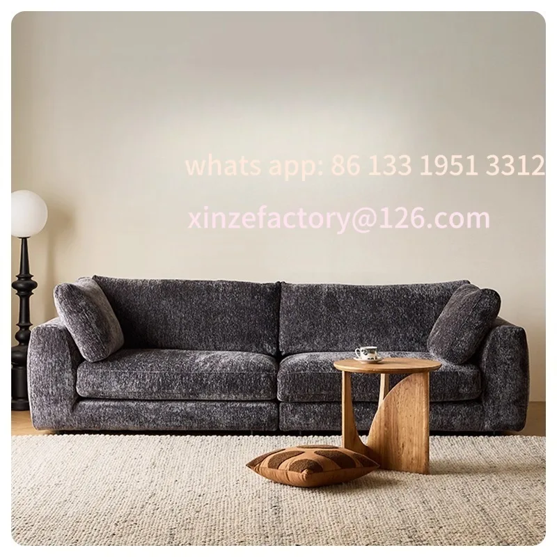

Medieval style fully removable and washable down Rhine fabric sofa living room straight row down sofa