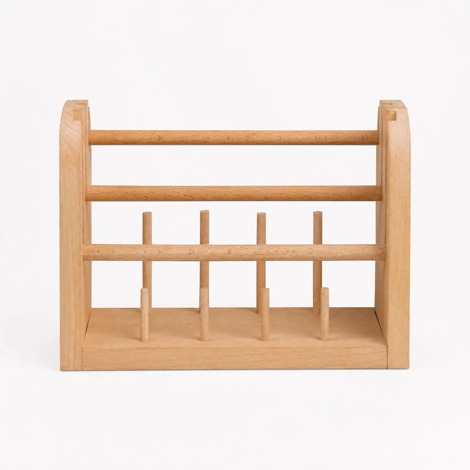 Wooden Embroidery Thread Holder for Sewing Yarn Spool Organizer with Horizontal Dowels Upright Pegs