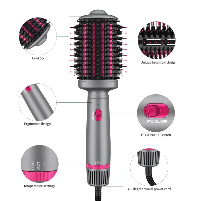 حار بيع PTC التدفئة Volumizer مجفف الشعر الأيونات السالبة ضربة فرشاة الطراز مع الخشن تستهدف فرشاة الهواء الساخن