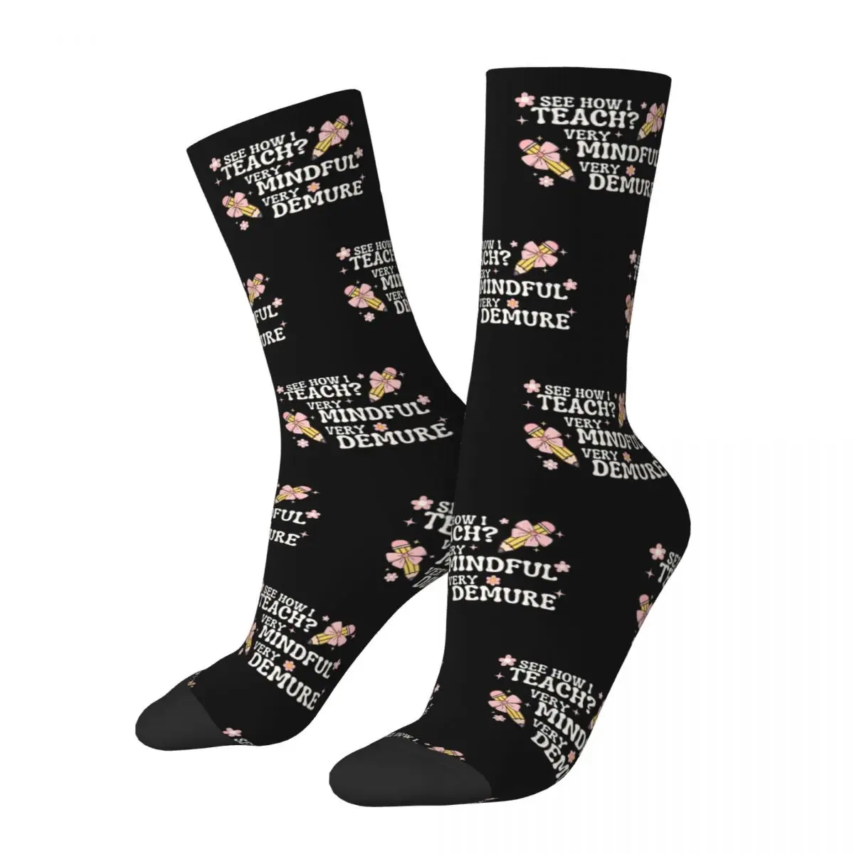 See How I Teach Very Mindful Very Demure Socks Harajuku Stockings All Season Long Socks for Man's Woman's Birthday Present