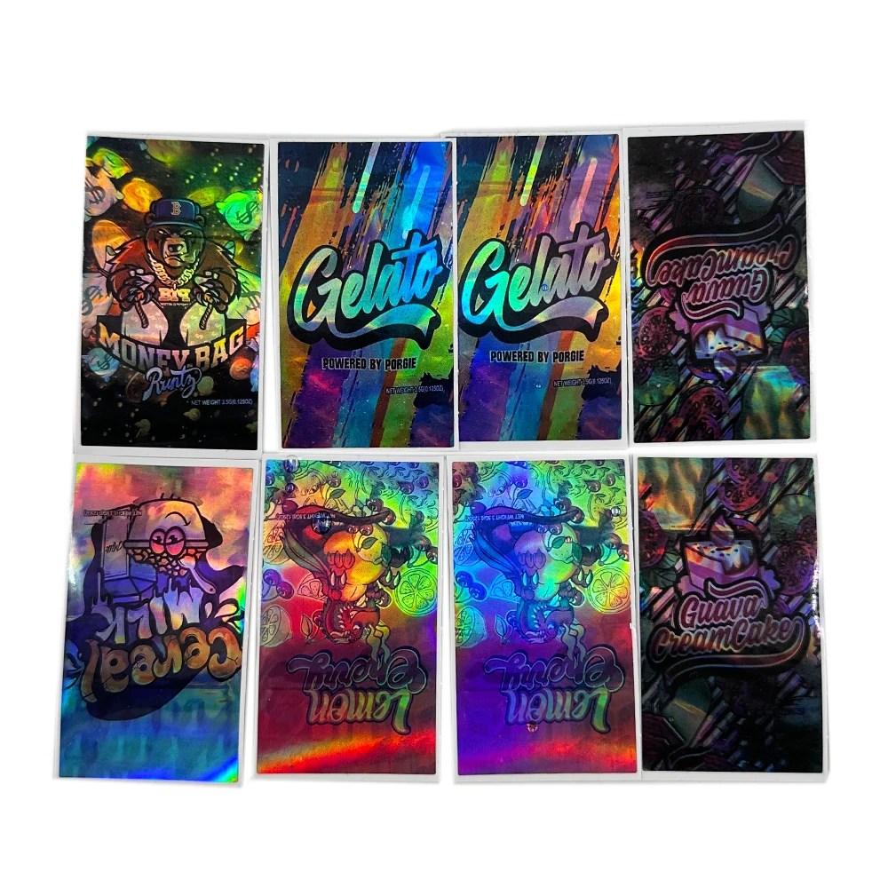 1000 PCS 60x30mm Custom Image Printed Die Cut Self-Adhesive Holographic PET Sticker Waterproof Rainbow Effect Silver Laser Label