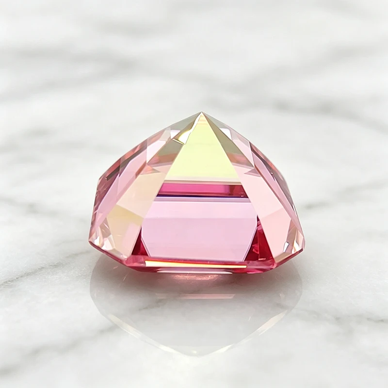 Moissanit-Stein in Asscher-Form, rosa Farbe, Edelstein für DIY-Ringe, Halsketten, Ohrringe, besteht den Diamanttest mit Zertifikat. – Detail 5