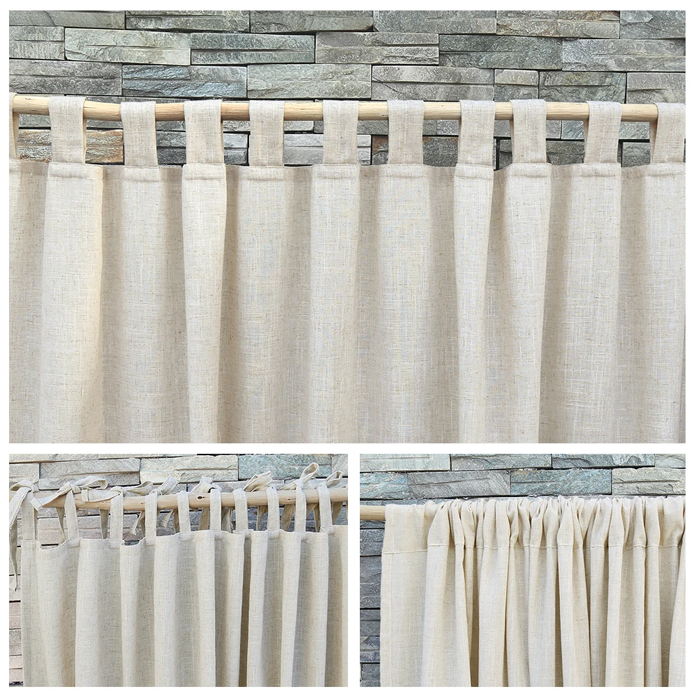 High Quality Natural Linen Blackout Curtains Eco-friendly Cotton Cortinas for Living Room Cafe Kitchen Short Curtain Hemp Blinds