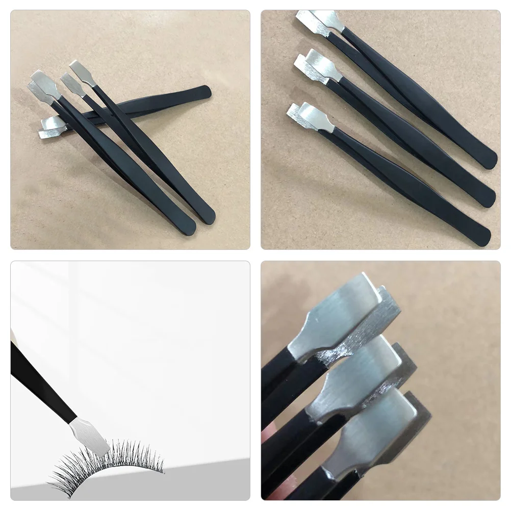 3Pcs Eyelash Applicator Tweezers Stainless Steel Stamp Tweezers for Precision Crafting Jewelry Beads Collector Tools