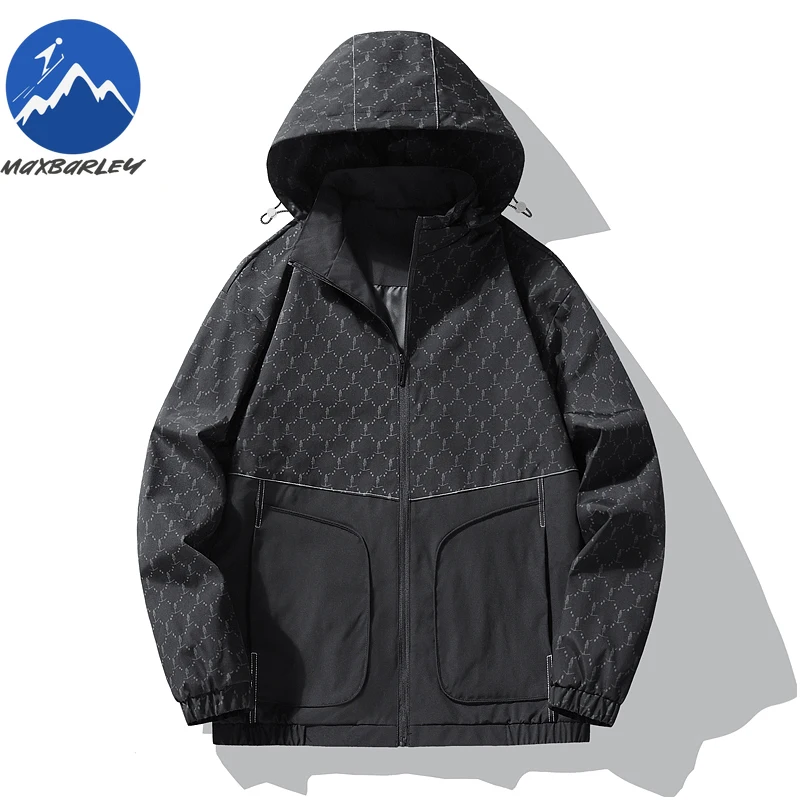 

Maxbarley Techwear Bike Jacket Men 2026 Spring New Casual Loose Youth Running Hooded Coat Camping Cycling Windproof Windbreaker