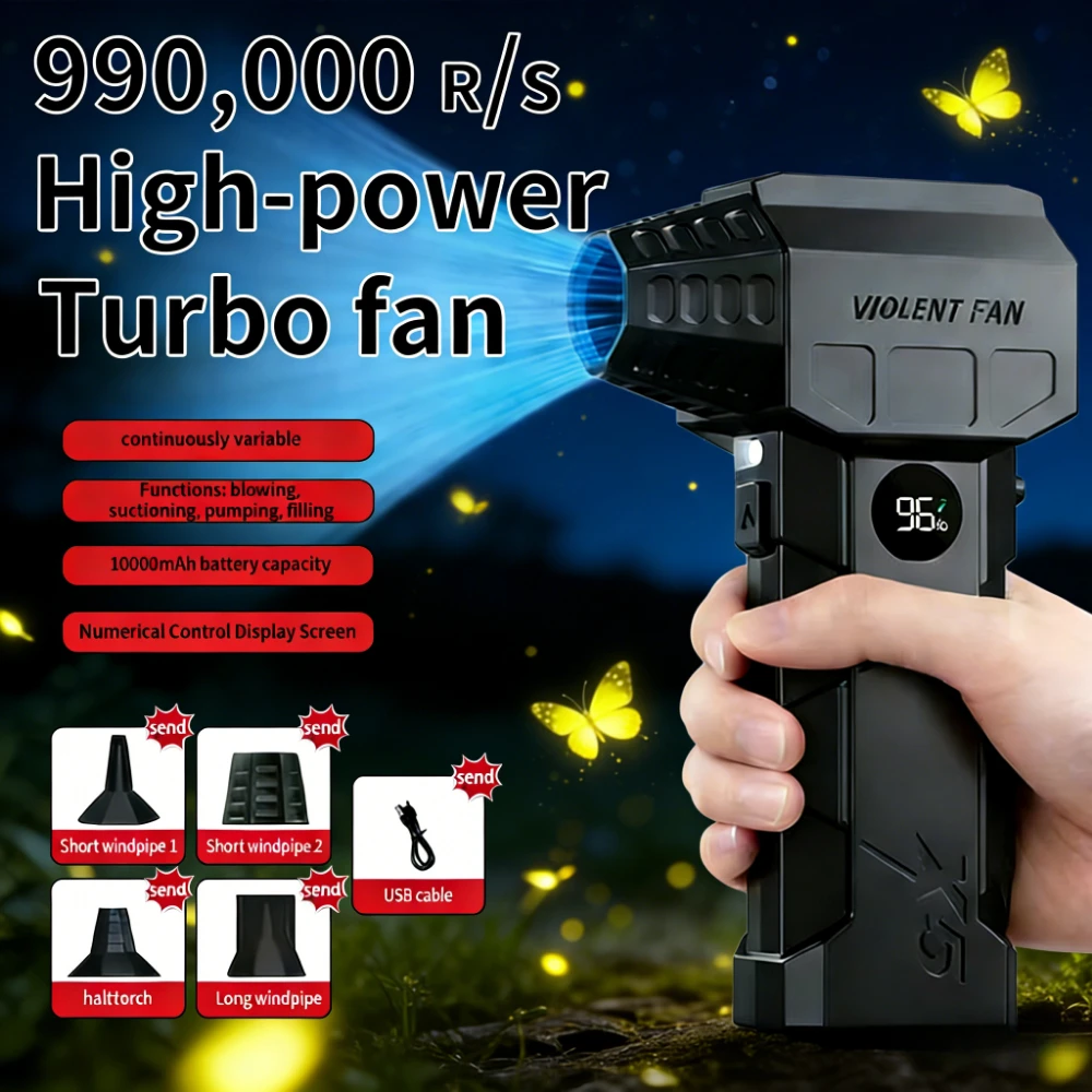 

Мощный воздуходув, турбовентилятор с бесщеточным двигателем, высокоскоростной вентилятор с дисплеем, воздушный очиститель, набор для пылесоса, многофункциональное использование