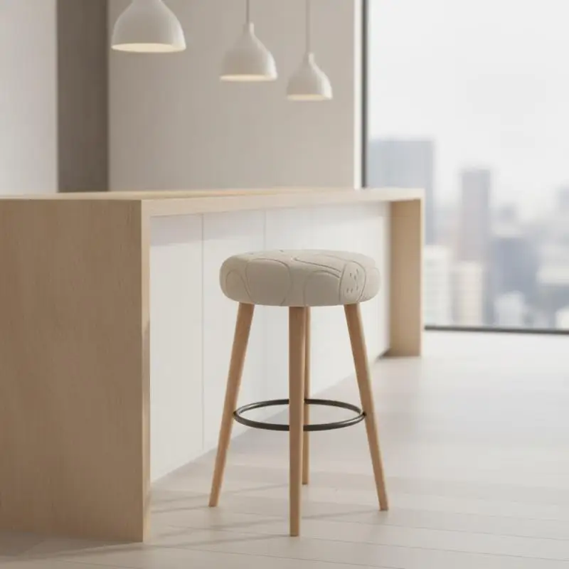 1Pcs Thickened Stretchable Round Chair Cover Elastic Bar Round Stool Cover Solid Color Washable Stool Cushion Cover