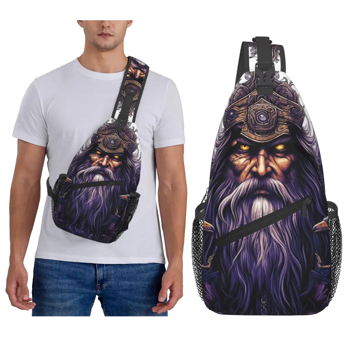 

Odin With Ravens Vikings Norse Mythology Viking Valhalla Chest Bag Men Sling Crossbody Backpack Chest Bag Daypack Shoulder Bag