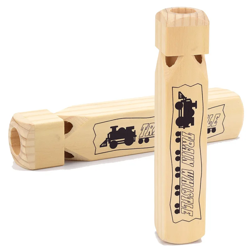 Steam Train Wooden Whistle 7.4-inch Handcrafted Wooden Train Whistle Educational Toy for Children Party Gift Stocking Stuffer Na