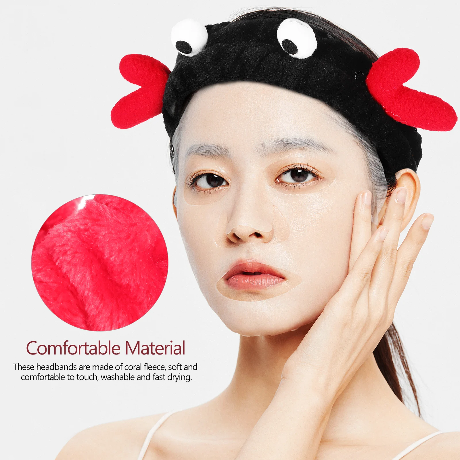 

2 pcs Reindeer Antler Headb s Coral Fleece Cartoon Spa Hairb Black Girls Skincare Face Wash Yoga Hair Tools