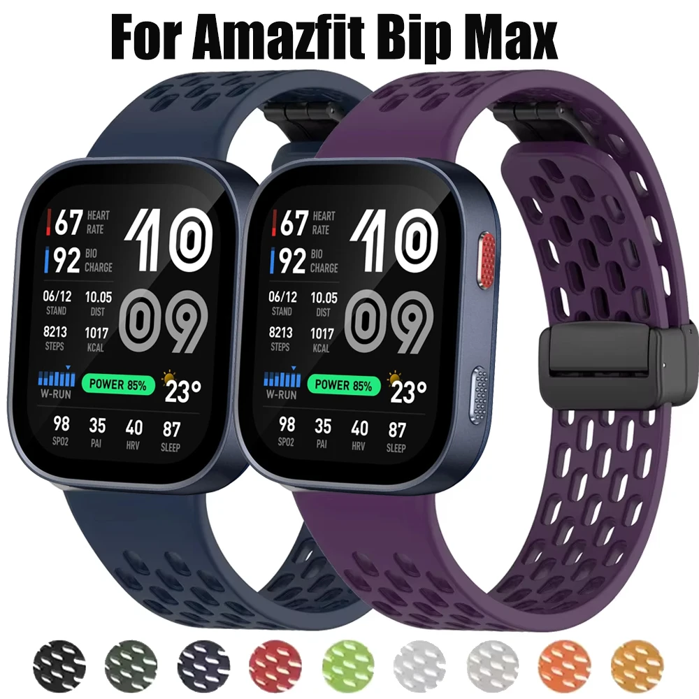 Correa magnética de silicona de 20mm y 22mm para Amazfit Bip Max/Bip 6 5 3/GTS GTR 4 3 2/Active Max/Balance 3 2/Ultra Strap Cheetah 2 Pro