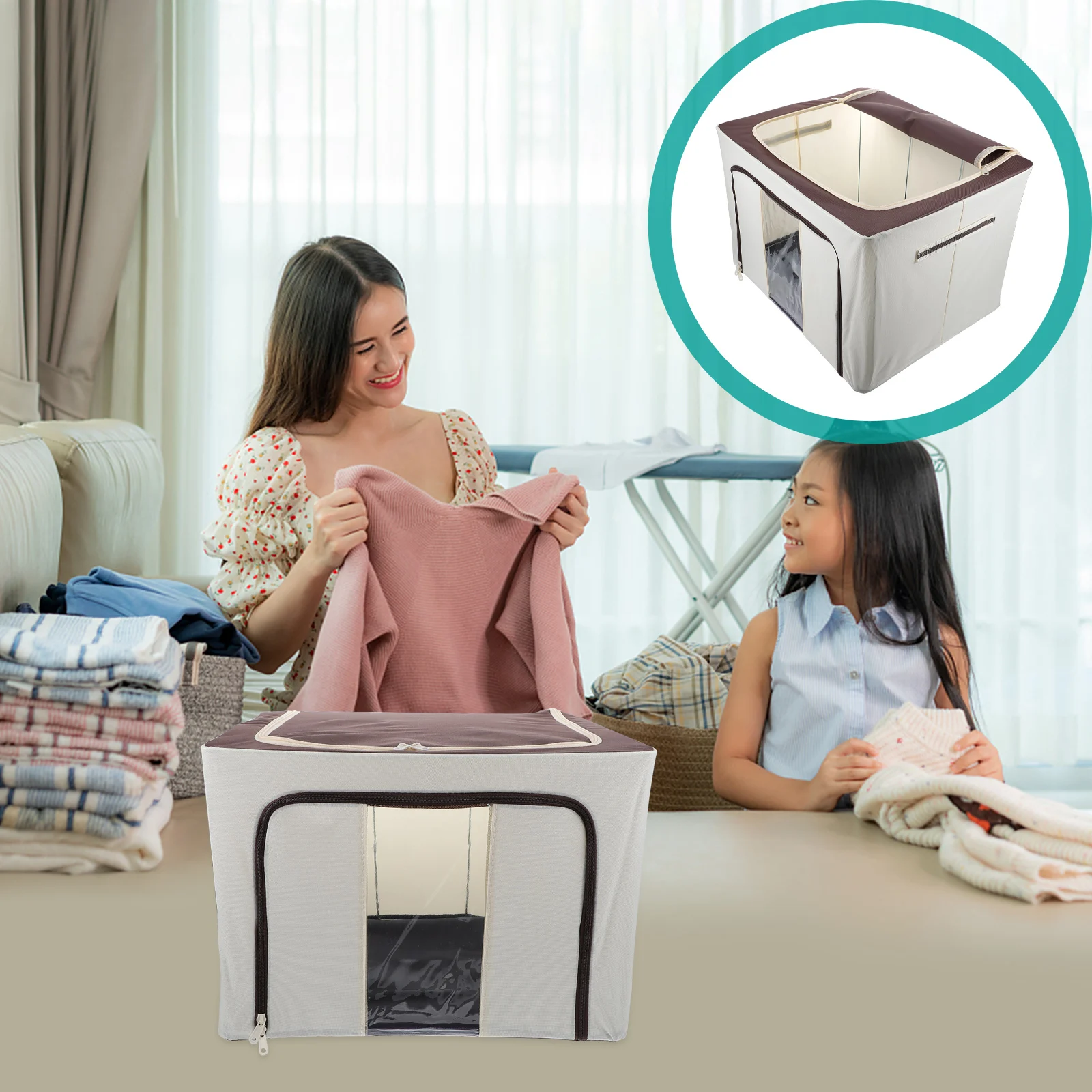 

Organization Storage Box Foldable Closet Steel Frame Large Capacity Clothes Bag