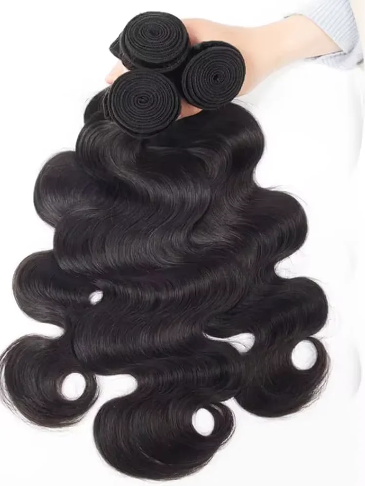 28 30 32 Inch Body Wave Bundles Human Hair Human Hair Bundle Unprocessed Brazilian Virgin Hair 3 Bundles Human Hair Extensions For Women Natural Color image 5