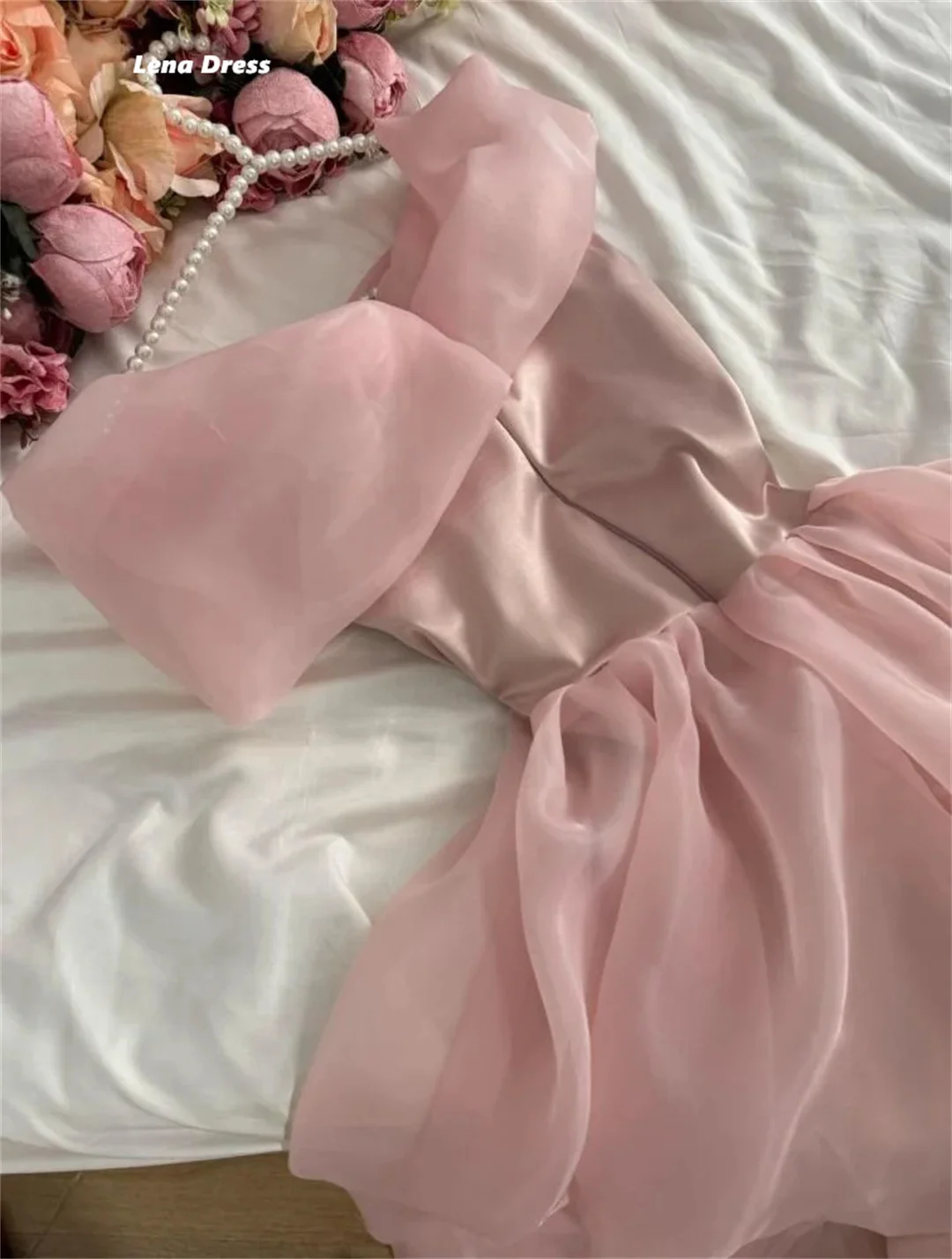 Lena Pink Prom Dresses Luxury Women's Elegant Party Dress Custom Made Long Skirt Ball Gown Robe De Cocktail Femme Evening 2025 image 5