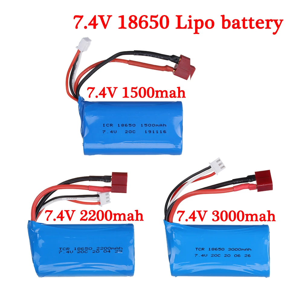 

7.4V 1500mah/2200mah/3000mah lipo battery 18650 for RC Wltoys 12423 10428 12429 12401 12402 12402A Rc Car Truck Boat Drone Parts