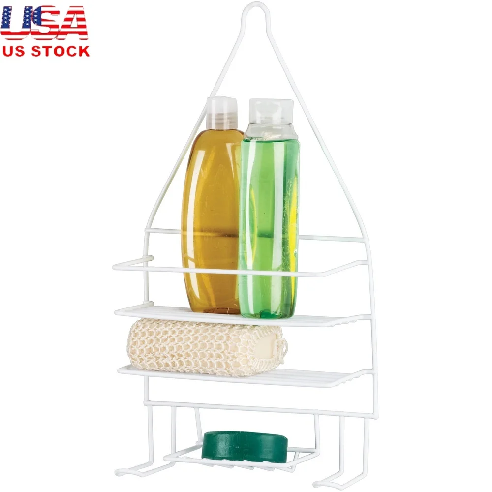 2 Shelf Hanging PE Coated Shower Caddy White