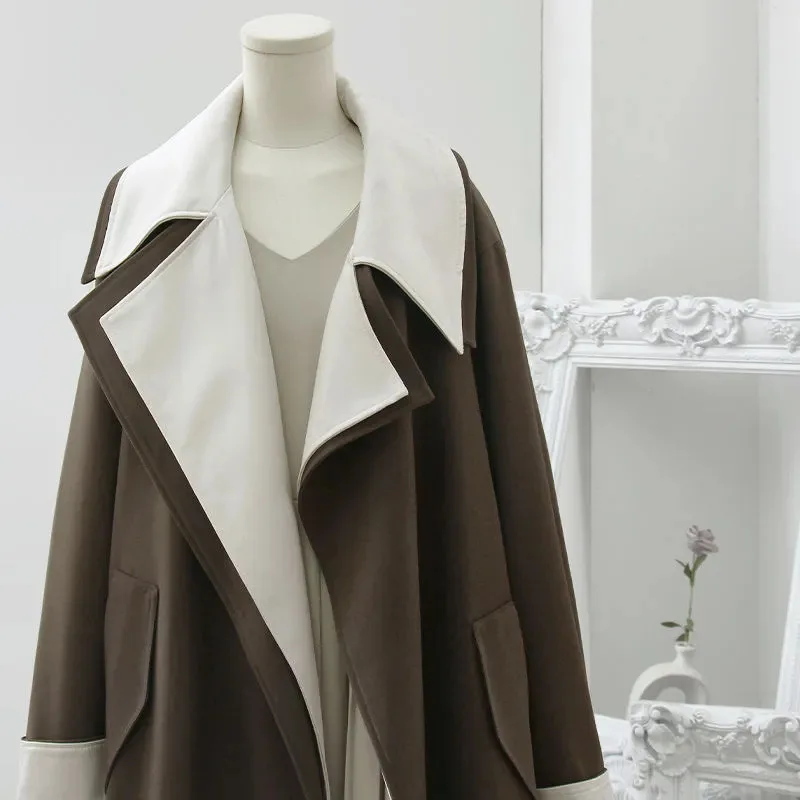 Giacca antivento da donna nuova primavera e autunno 2025 Giacca a vento con cinturino in due pezzi finto con giunture larghe